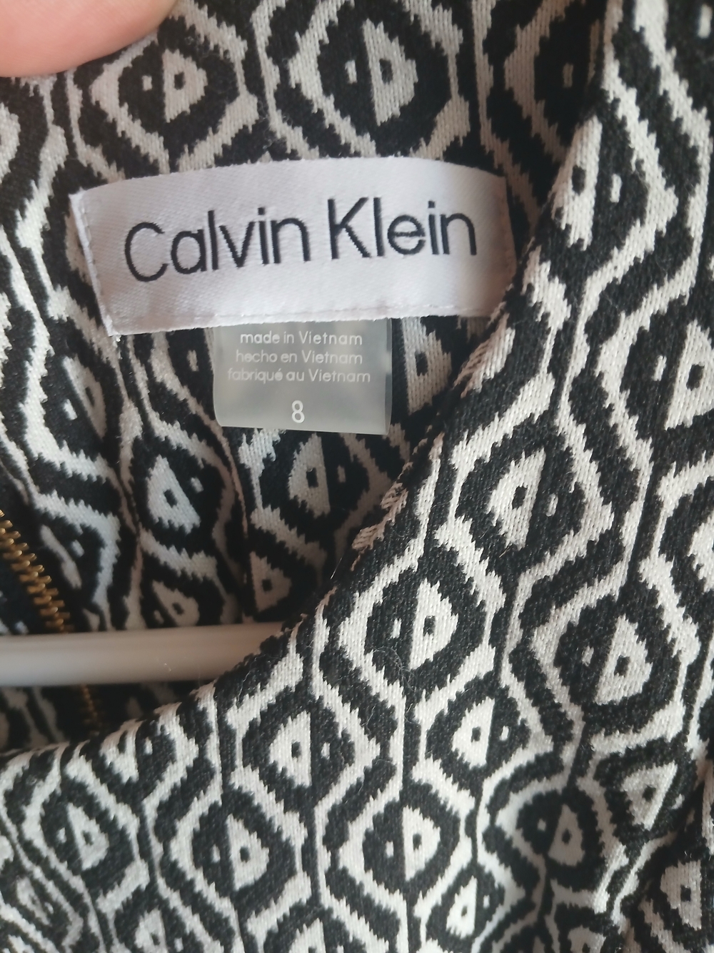 Calvin Klein Black & White Patterned Women's Dress
